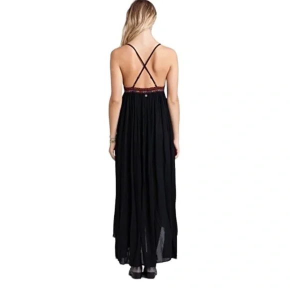 Billabong Wild Skies Maxi Dress Embroidered Empire Waist Gauze Cotton Festival - Picture 2 of 16